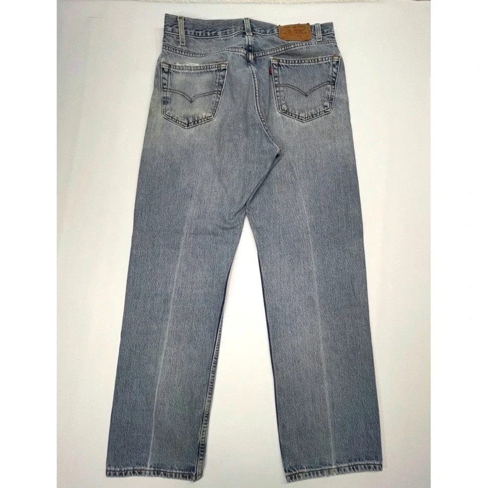 Levis 505 Regular Fit Jeans 36x30 Light Wash Blue Vintage 2001 Denim Mens